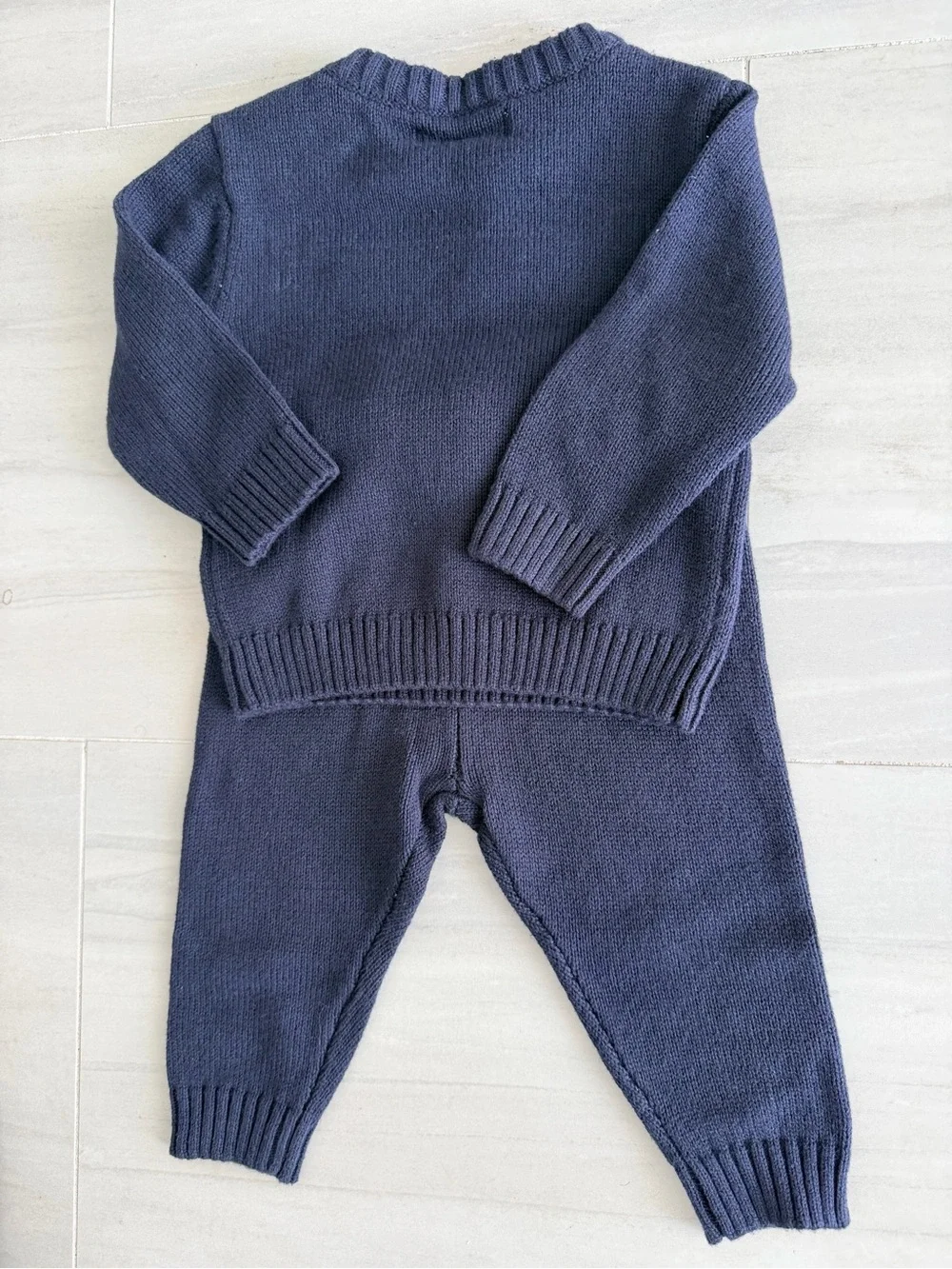 Navy Reindeer Knit Kids Matching Set